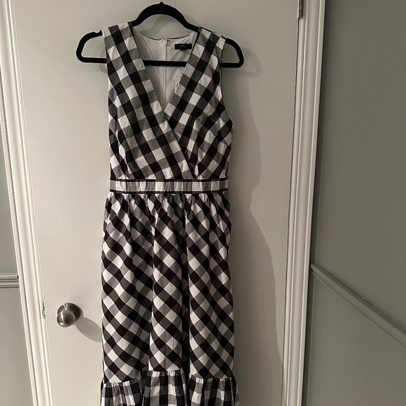 J. Crew Faux Wrap Gingham Poplin Midi Dress NWT - Picture 3 of 5